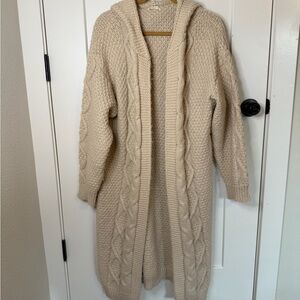 Cozy Cream Hooded Cable Knit Sweater